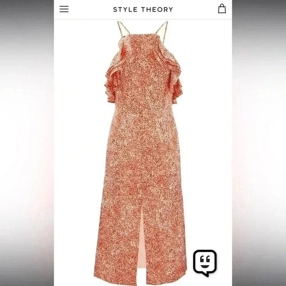 C/meo COLLECTIVE halter fitted ruffle midi dress open back M ulla Anthropologie - Picture 5 of 13